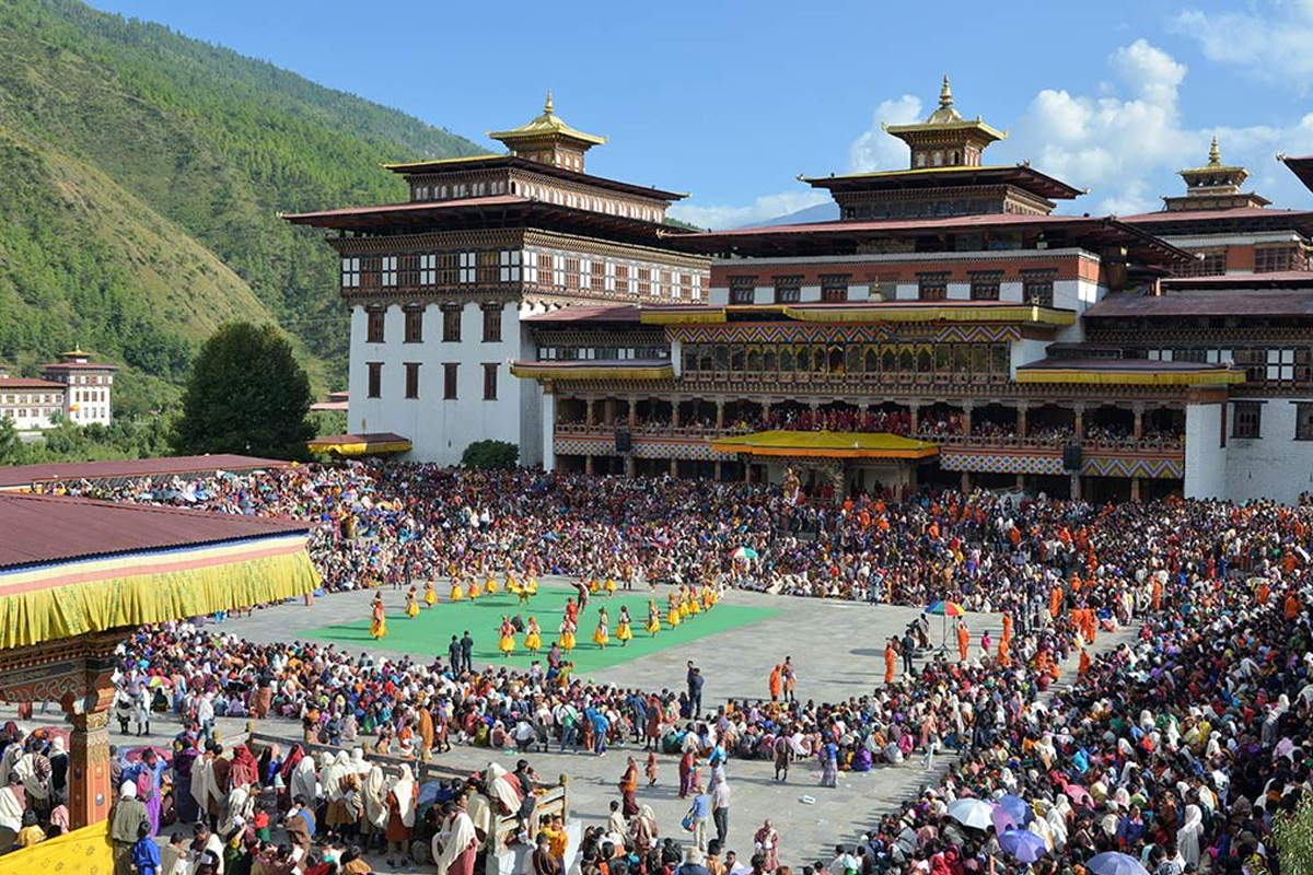 Tashichho Dzong during Thimphu Tsechu Festival